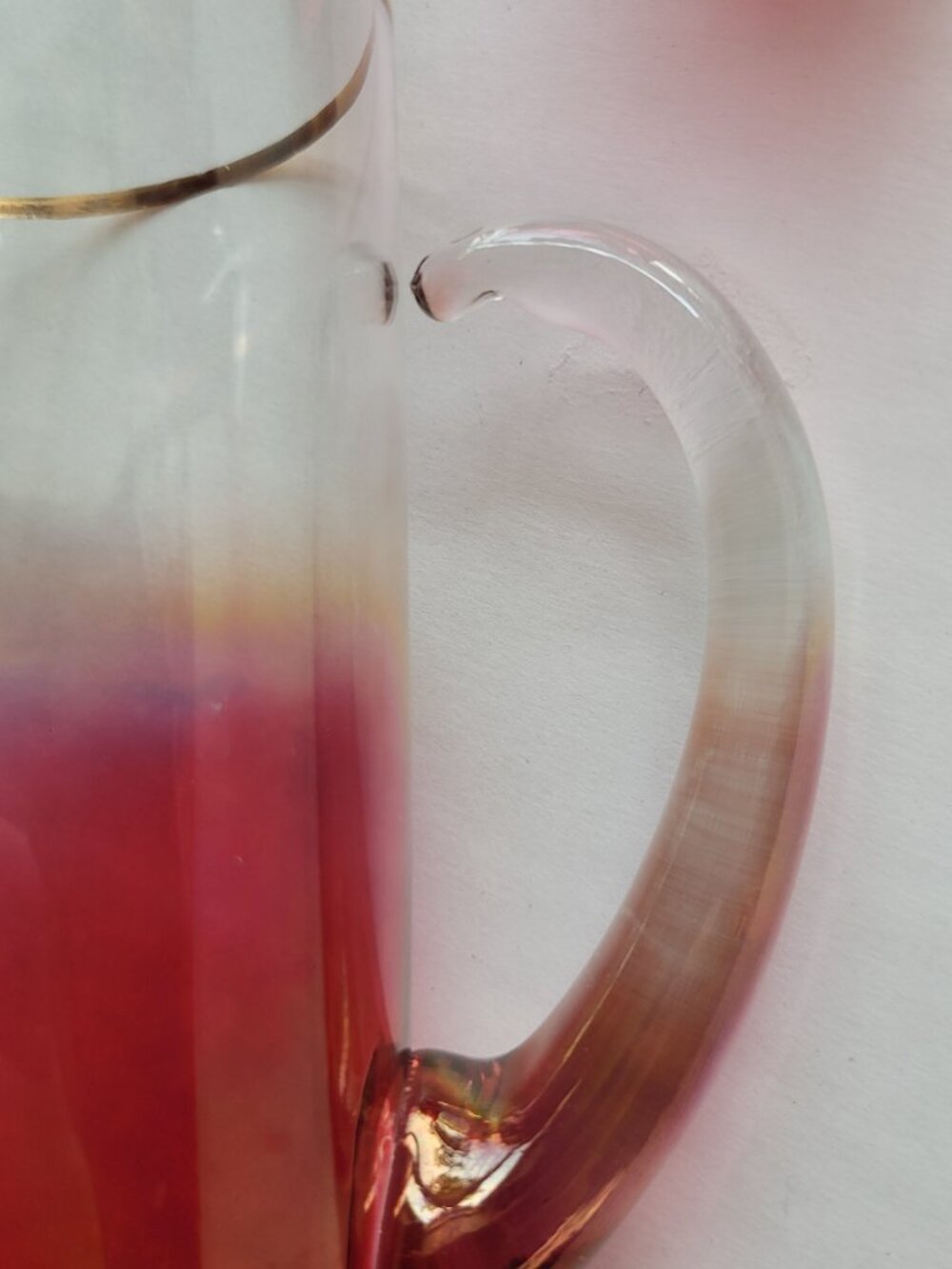 8 pc 1960s Blendo West Virginia Drinkware Set Pitcher Stirrer Glasses Cranberry - Picture 7 of 11